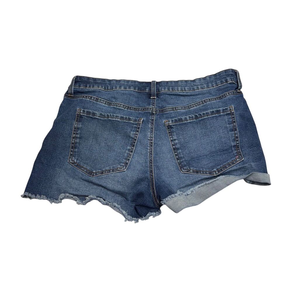 No Boundaries Mom Shorts Women's 17 Blue Denim 5-Pockets Distressed Zip Fly - Picture 3 of 6